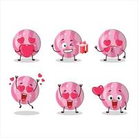Pink candy cartoon character with love cute emoticon vector