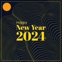 Happy New Year 2024 Retro Style Futuristic Background Abstract vector