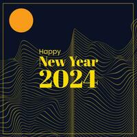 Happy New Year 2024 Retro Style Futuristic Background Abstract vector