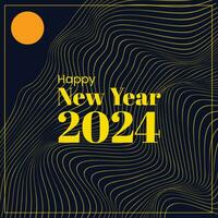 Happy New Year 2024 Retro Style Futuristic Background Abstract vector