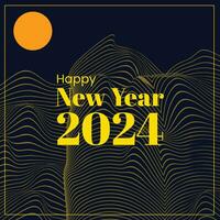 Happy New Year 2024 Retro Style Futuristic Background Abstract vector