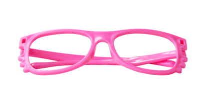 kid toy of beautiful pink plastic glasses for kid playing isolated with clipping path in png file format