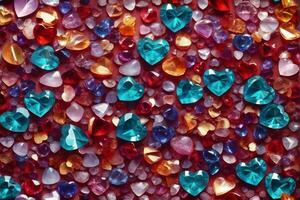 Crystal Heart Gemstone Background, Heart Gemstone Background, Crystal Heart, Crystal Heart Background, AI Generative photo