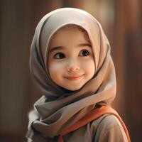 Beautiful happy muslim kids smiling Ai Generated photo