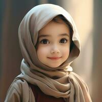 hermosa contento musulmán niños sonriente ai generado foto