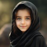 Beautiful happy muslim kids smiling Ai Generated photo