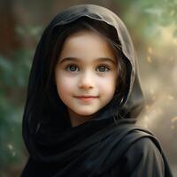 Beautiful happy muslim kids smiling Ai Generated photo