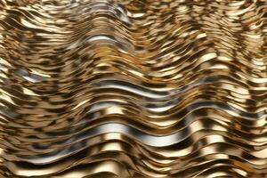 Metal Wavy Background, Metallic Wavy Background, Gold Metallic Liquid Wallpaper, Liquid Metal Background, AI Generative photo