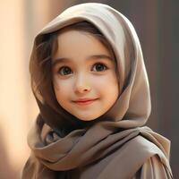 Beautiful happy muslim kids smiling Ai Generated photo