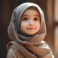 hermosa contento musulmán niños sonriente ai generado foto