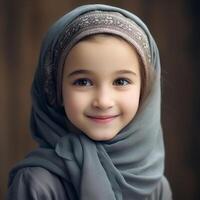 Beautiful happy muslim kids smiling Ai Generated photo