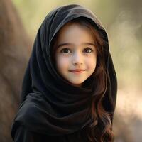 Beautiful happy muslim kids smiling Ai Generated photo