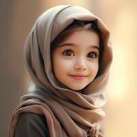 Beautiful happy muslim kids smiling Ai Generated photo