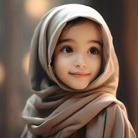 Beautiful happy muslim kids smiling Ai Generated photo