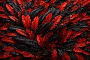 Red and Black Feather Background, Colorful Feather Wallpaper, Feathers Background, Fluffy Feather Texture, Feather Pattern, Feather Texture, Fur Texture, AI Generative photo