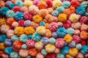 Rainbow Colorful Fluffy Fur Ball Texture Wallpaper, Colorful Fluffy Background, Fluffy Fur Background, Fur Texture Background, AI Generative photo