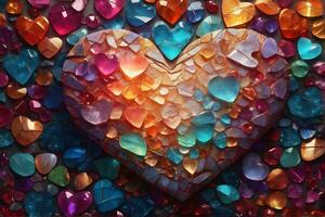 Colorful Heart Stone Background, Colorful Heart Stone Wallpaper, Stone Background, Heart background, AI Generative photo