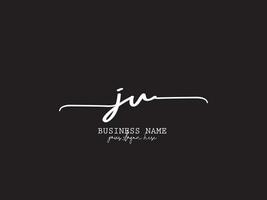 Signature Ju Luxury Floral Logo, Feminine JU Logo Icon Vector