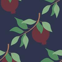 Vector seamless pattern with pomegranate branches and leaves. Wallpaper, background, paper or fabric print