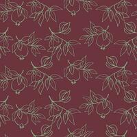 Vector seamless pattern with pomegranate branches and leaves. Wallpaper, background, paper or fabric print