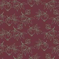 Vector seamless pattern with pomegranate branches and leaves. Wallpaper, background, paper or fabric print