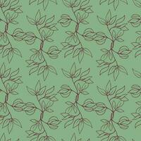 Vector seamless pattern with pomegranate branches and leaves. Wallpaper, background, paper or fabric print