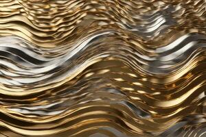 Metal Wavy Background, Metallic Wavy Background, Gold Metallic Liquid Wallpaper, Liquid Metal Background, AI Generative photo