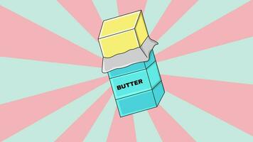 animiert Butter Symbol mit rotierend Hintergrund video