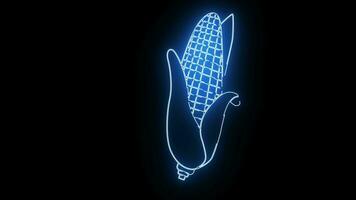 geanimeerd maïs icoon met een gloeiend neon effect video