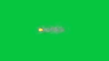 Rifle gun muzzle flash effect with smoke side view loop animation on green screen background video