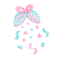 Party popper, confetti and pink ribbon png