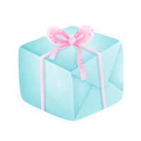 blue gift box with pink ribbon png