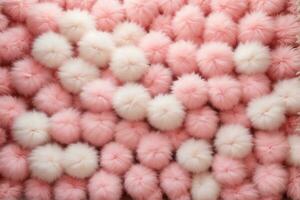 Pink Fluffy Fur Balls Wallpaper, Fluffy Background, Fluffy Fur Background, Fur Texture Background, AI Generative photo