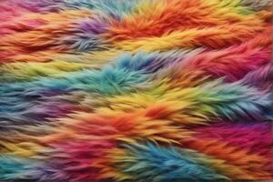 Rainbow Fur Texture, Rainbow Fur Texture Background, Colorful Fur Texture, Fluffy Fur Texture, Fluffy Fur Background, AI Generative photo