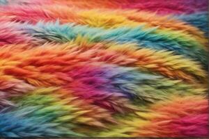 Rainbow Fur Texture, Rainbow Fur Texture Background, Colorful Fur Texture, Fluffy Fur Texture, Fluffy Fur Background, AI Generative photo