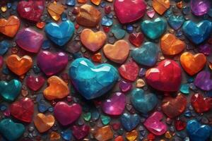 Colorful Heart Stone Background, Colorful Heart Stone Wallpaper, Stone Background, Heart background, AI Generative photo