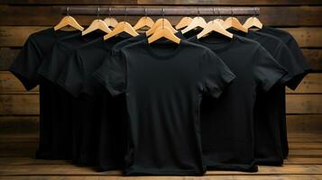 foto negro camisetas con Copiar espacio Bosquejo generativo ai