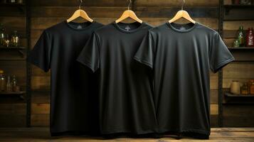 Photo black tshirts with copy space mockup Generative AI