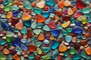 Sea Glass Wallpaper, Sea Glass background, Glass Pebbles Stone Background, Stone Background, Pebble Stones, AI Generative photo