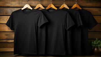 Photo black tshirts with copy space mockup Generative AI