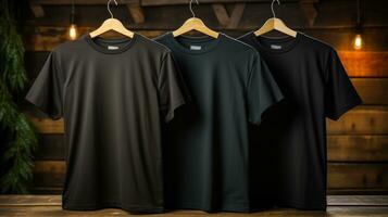 Photo black tshirts with copy space mockup Generative AI