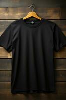 Photo black tshirts with copy space mockup Generative AI