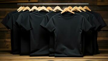 Photo black tshirts with copy space mockup Generative AI