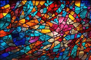 Stained Glass Background, Colorful Stained Glass Background, Stained Glass Texture, AI Generative photo