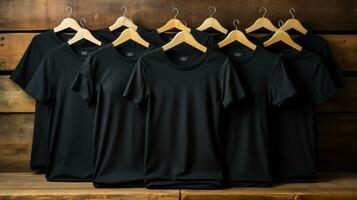 Photo black tshirts with copy space mockup Generative AI