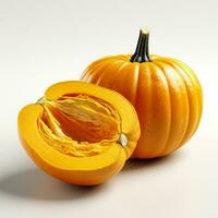 closeup photo of pumpkin on isolated white background Generative AI