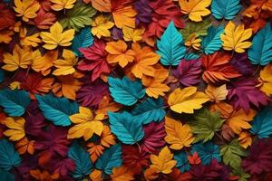 Rainbow Colorful Leaves Background, Colorful Leaves Background, Multicolor Leaves Background, Leaves Wallpaper, Fallen leaves Background, AI Generative photo