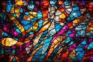 Stained Glass Background, Colorful Stained Glass Background, Stained Glass Texture, AI Generative photo