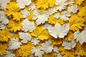 Yellow and white Leaves Background, Leaves Background, Leaves Wallpaper, AI Generative photo