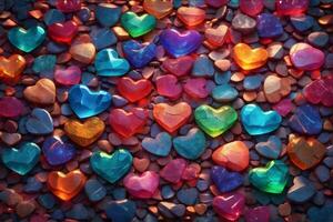 Colorful Heart Stone Background, Colorful Heart Stone Wallpaper, Stone Background, Heart background, AI Generative photo